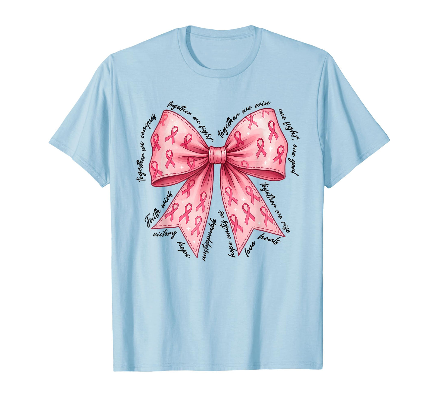 Pink Bow Breast Cancer Pink Ribbon in October We Wear Pink T-Shirt
