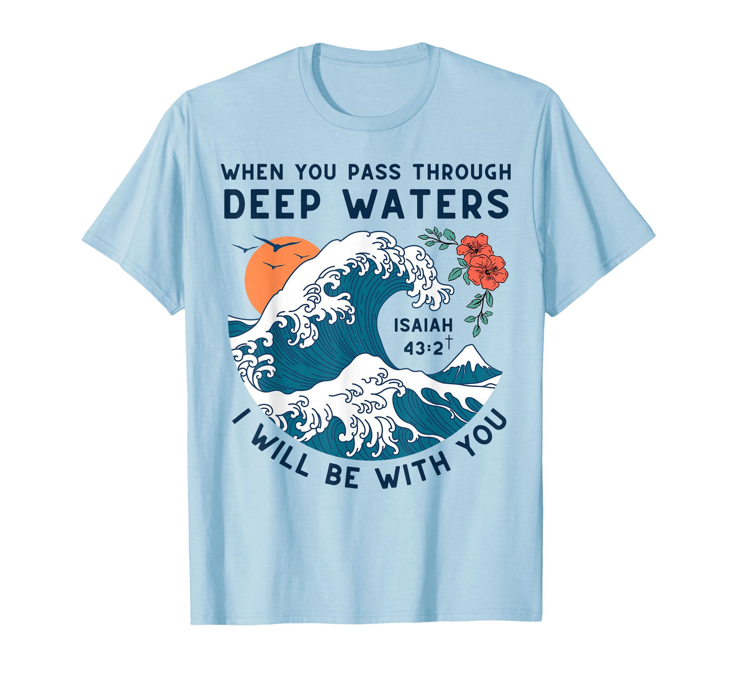 Isaiah 43:2 Inspirational Christian Bible Verse Retro T-Shirt