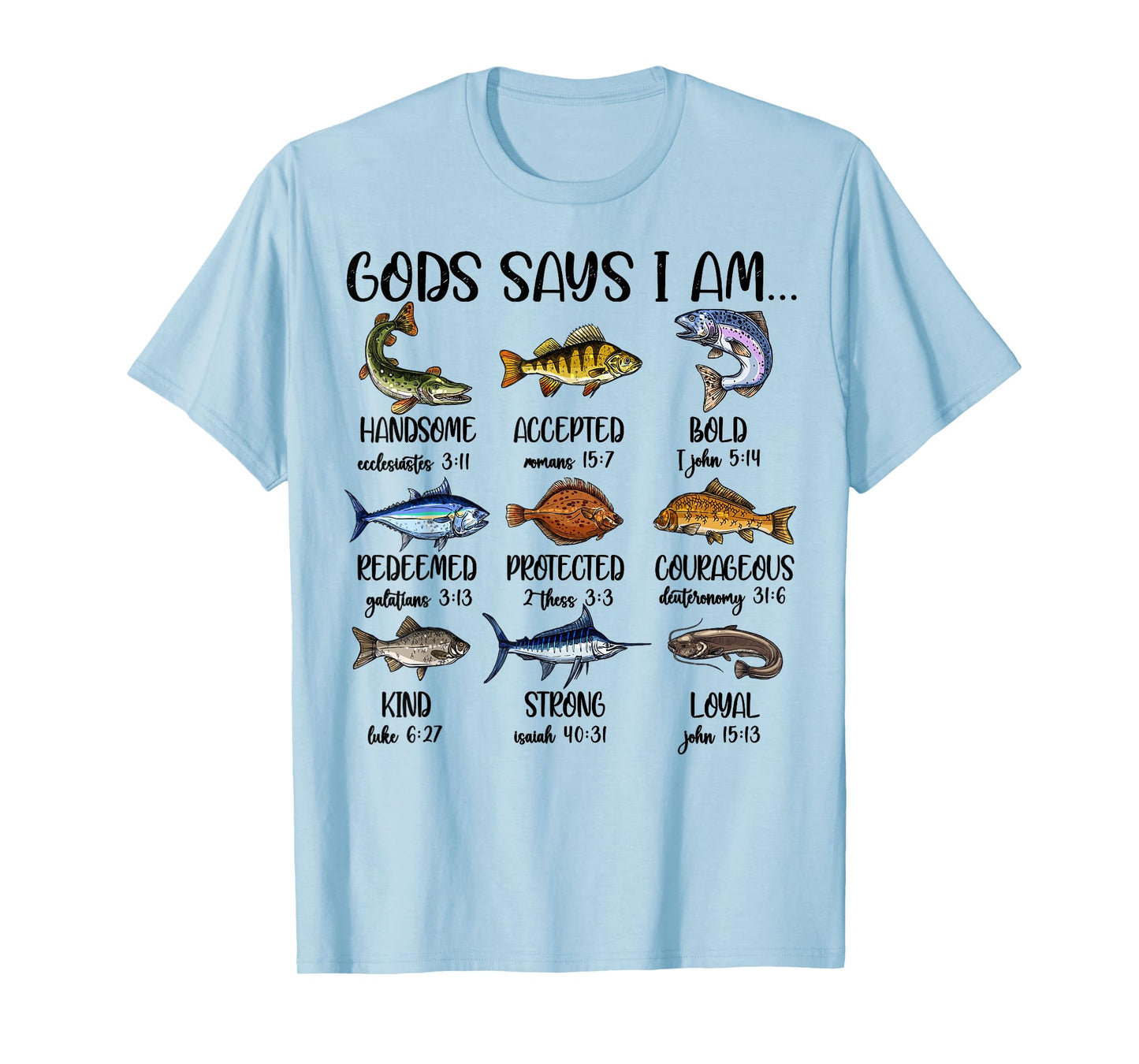 Kids God Says I Am Bass Fish Christian Boy Toddler Men Jesus T-Shirt