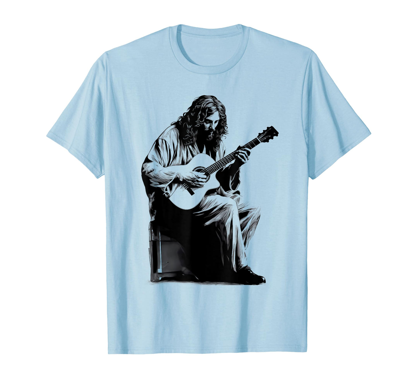Jesus Playing Acoustic Guitar Vintage Guitarist Music Lovers T-Shirt