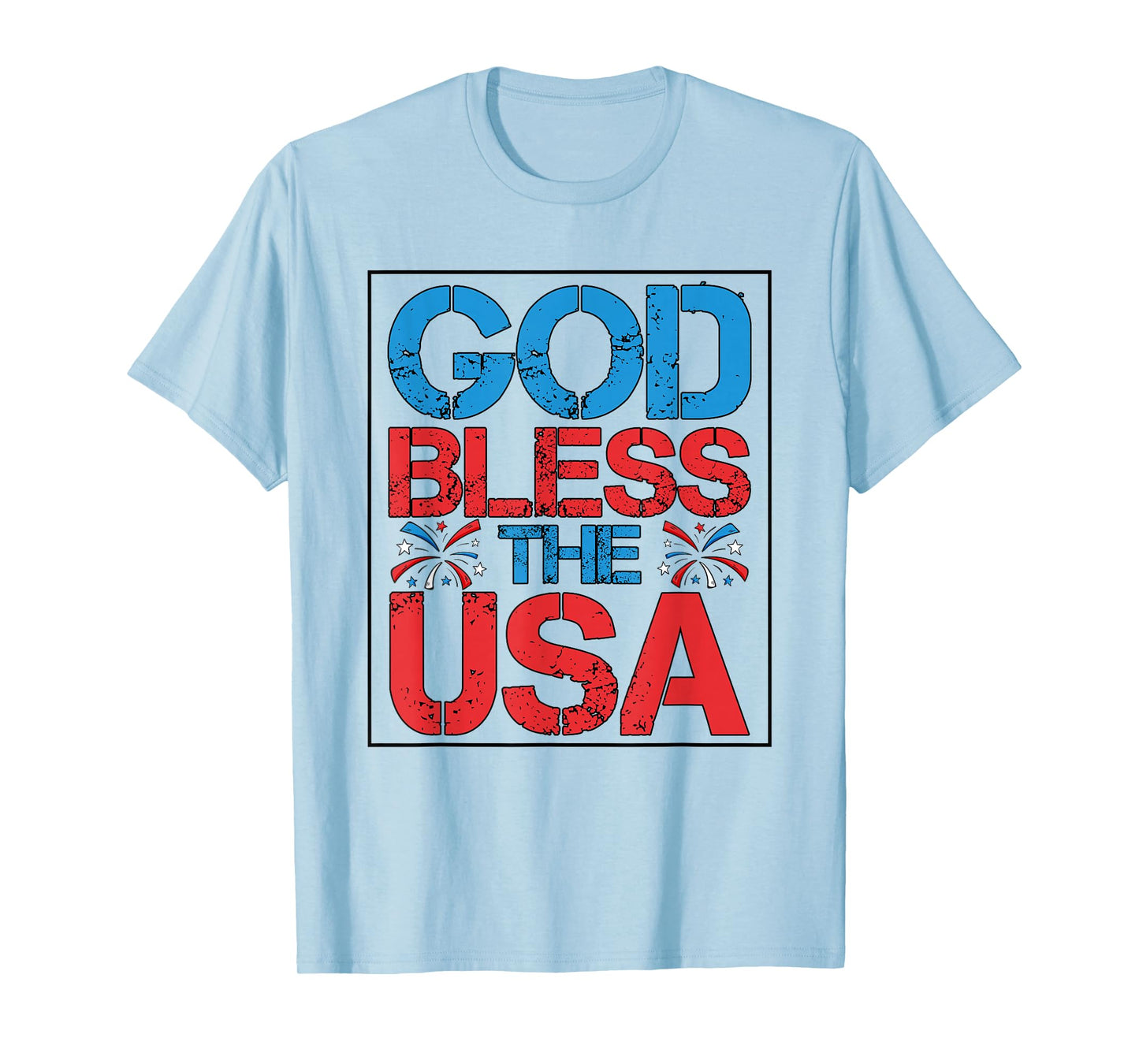 God Bless The USA - Patriotic American Flag Fireworks T-Shirt