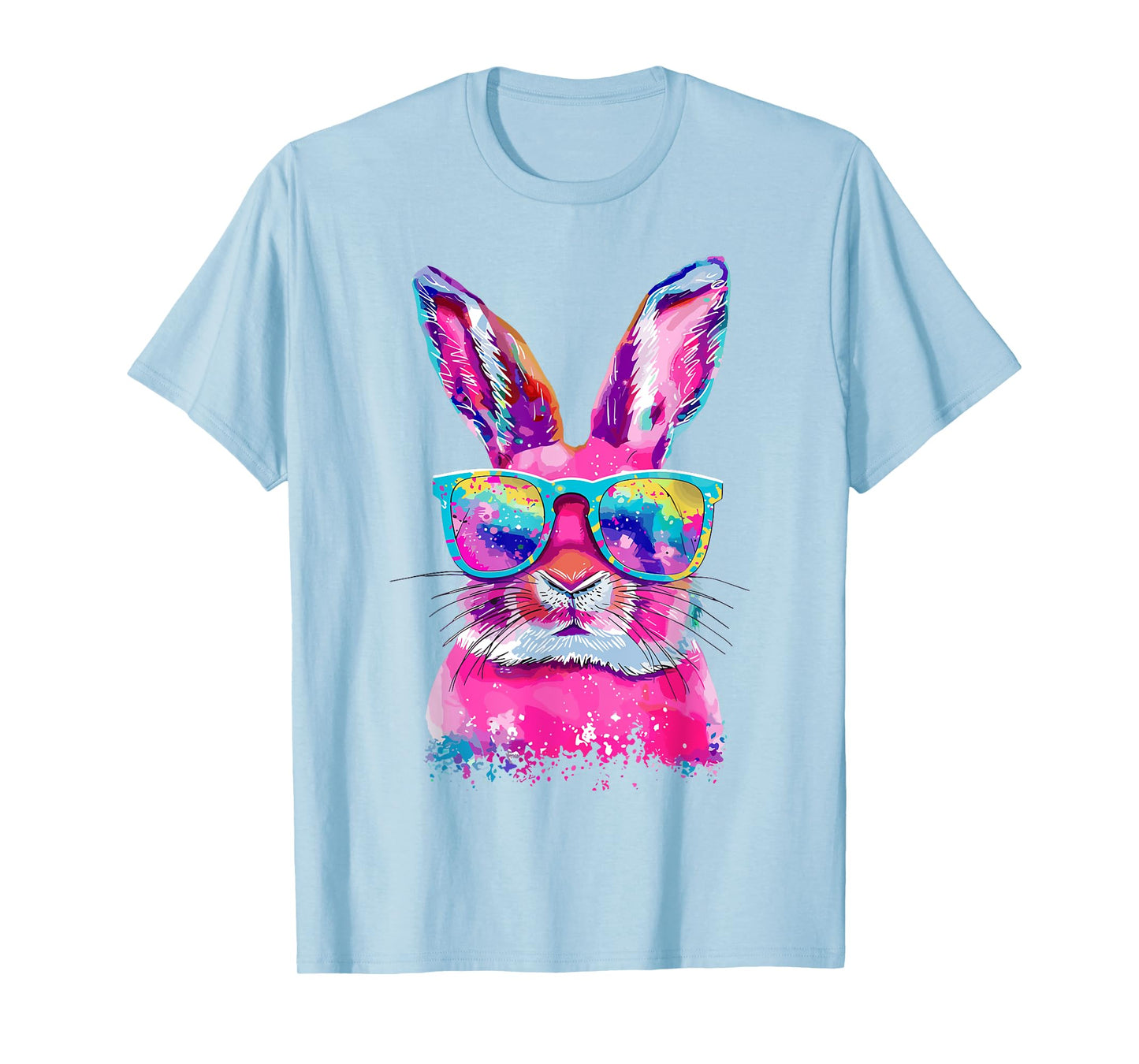 Bunny Face With Tie Dye Glasses Happy Easter Day Men Boy Kid T-Shirt