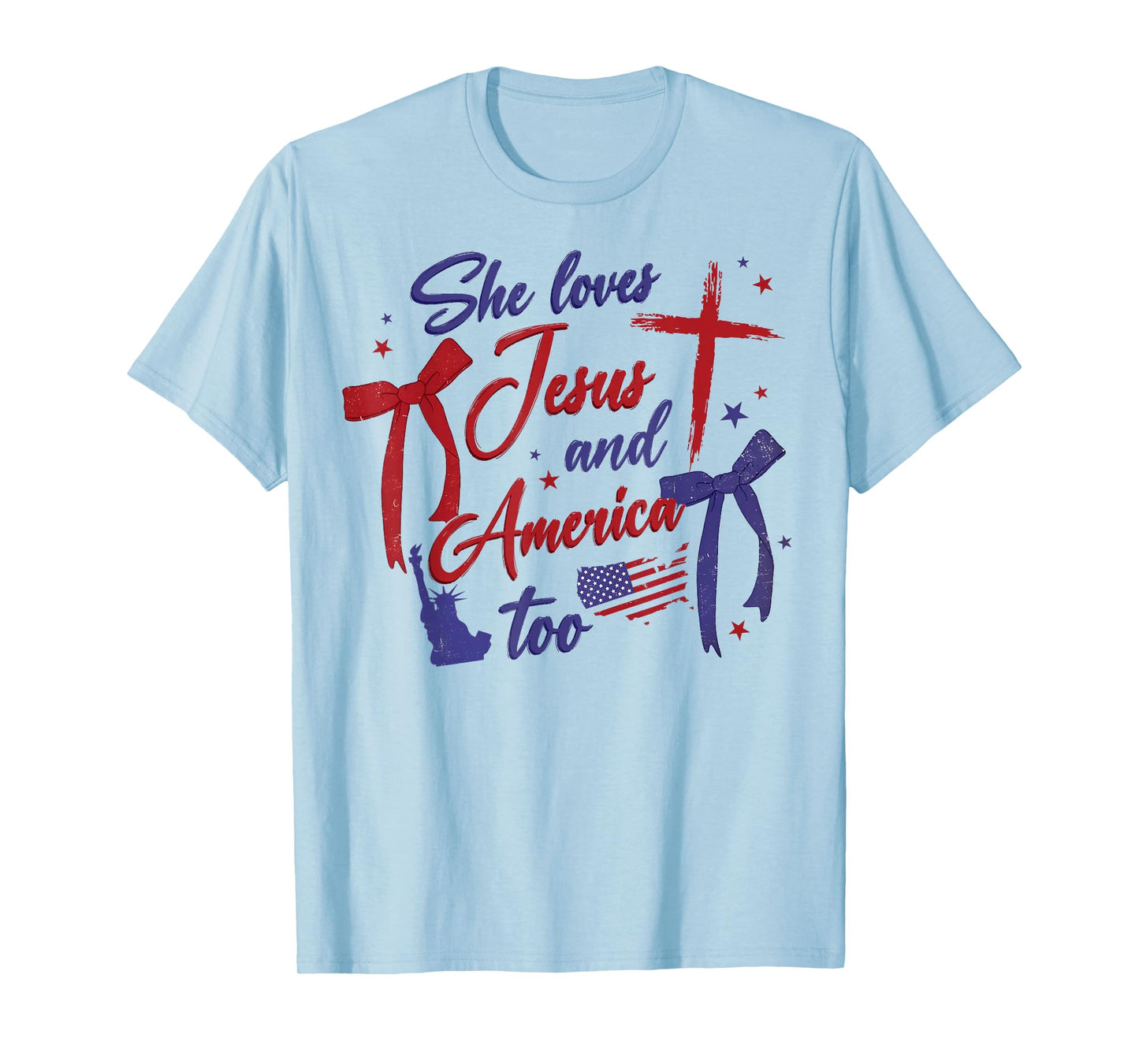 4th Of July She Loves Jesus And America Too Christian Faith T-Shirt