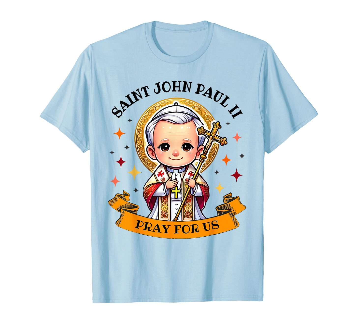 Saint John Paul II Pray for Us Catholic Cross for Kids T-Shirt