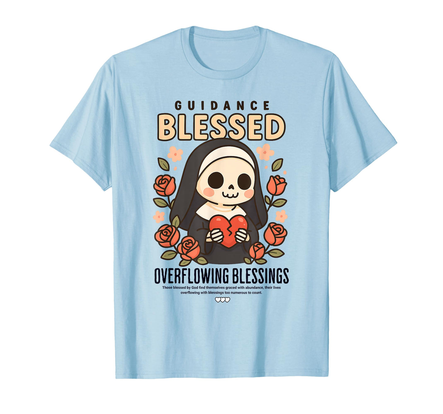 Skeleton Nun Blessed Overflowing Blessings Gothic Religious T-Shirt
