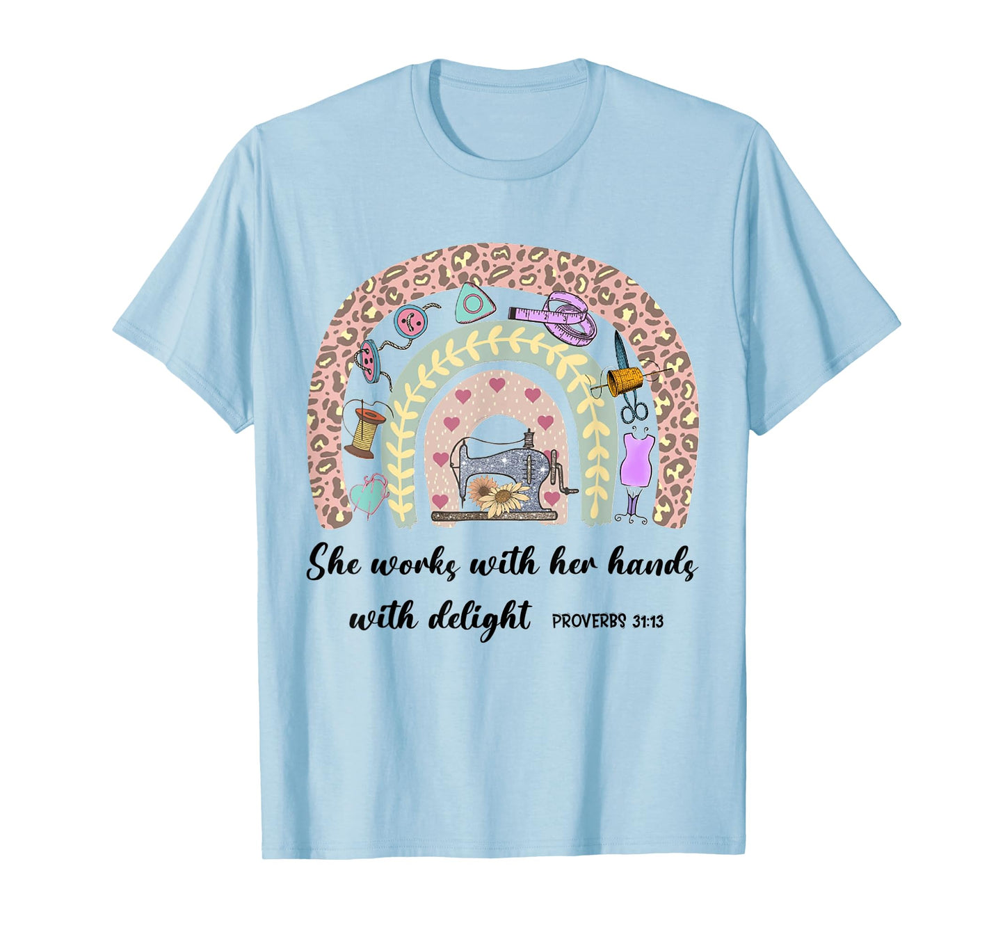 She Works With Her Hands In Delight Christian Quilting Seams T-Shirt
