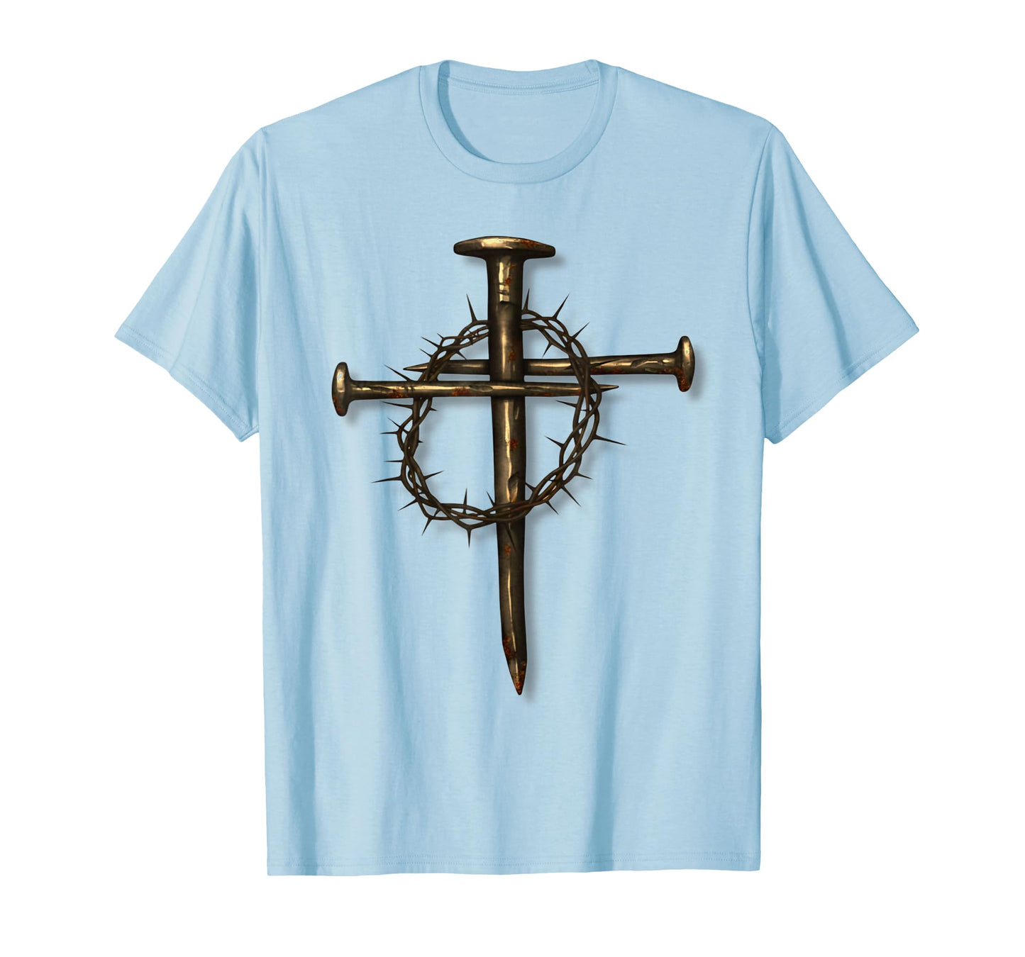 Christian Nail Cross Crown of Thorns Crucifix Faith Based T-Shirt