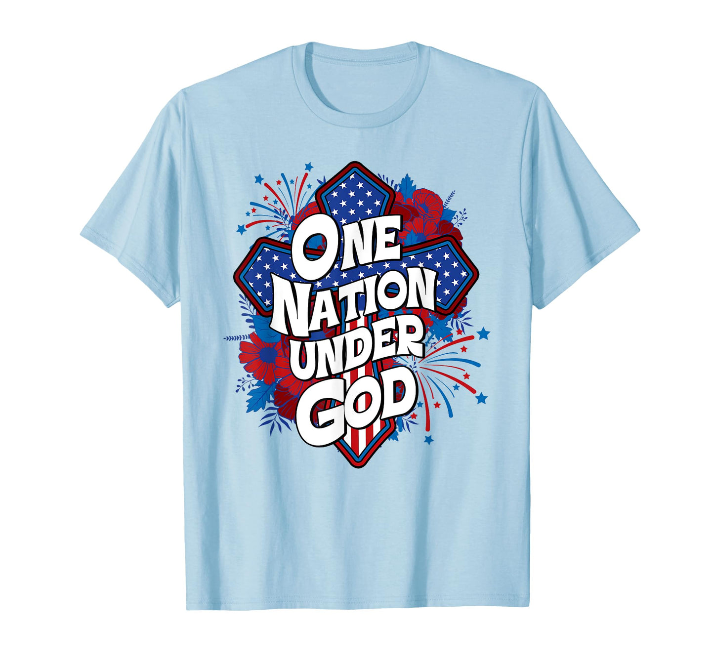 One Nation Under God USA Cross Flag Christian Men Women Kid T-Shirt