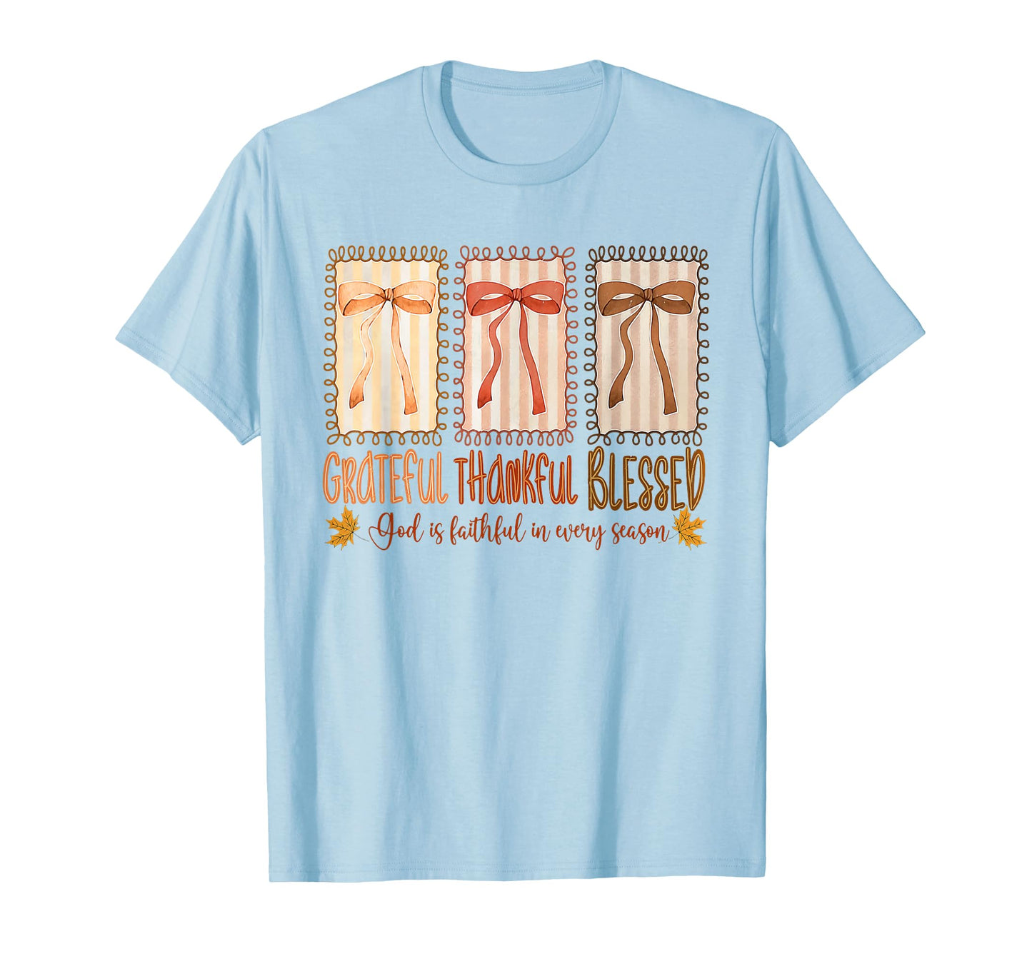 Grateful Thankful Blessed God's Faithful Christian Faith Bow T-Shirt