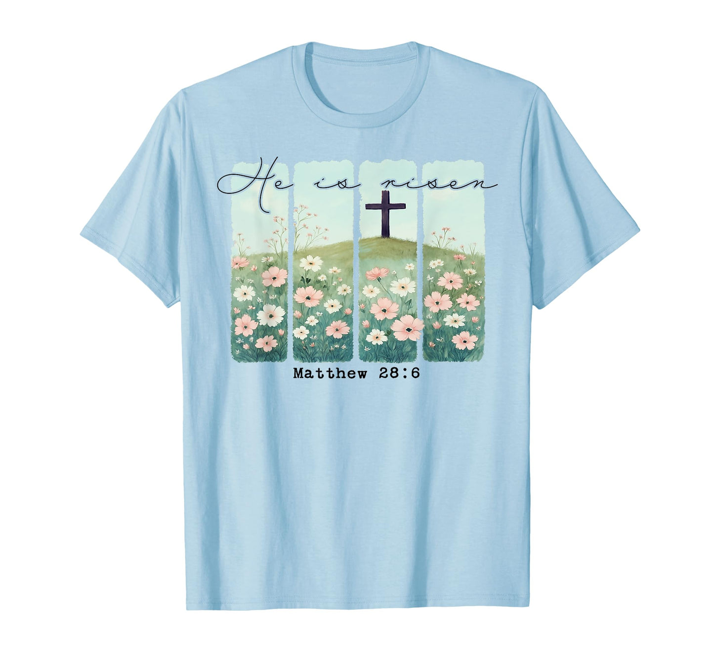 He Is Risen Christian Wildflower Happy Easter Women Girls T-Shirt