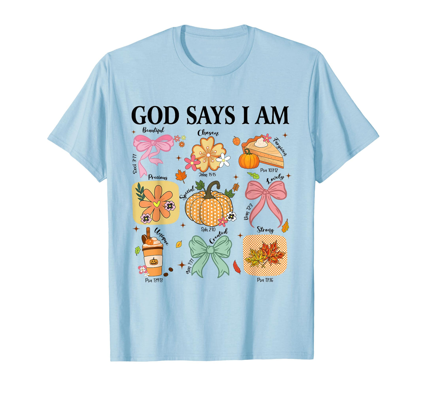 Retro Coquette God Say I Am Christian Fall Autumn Pumpkin T-Shirt