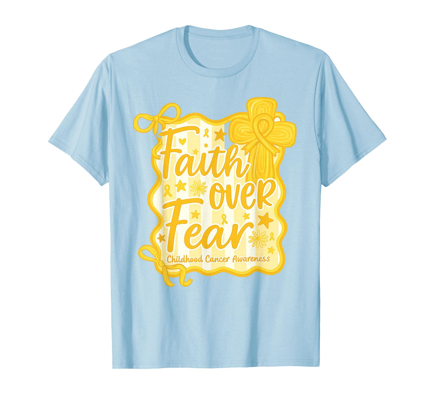 Faith Over Fear Gold Ribbon Childhood Cancer Awareness T-Shirt