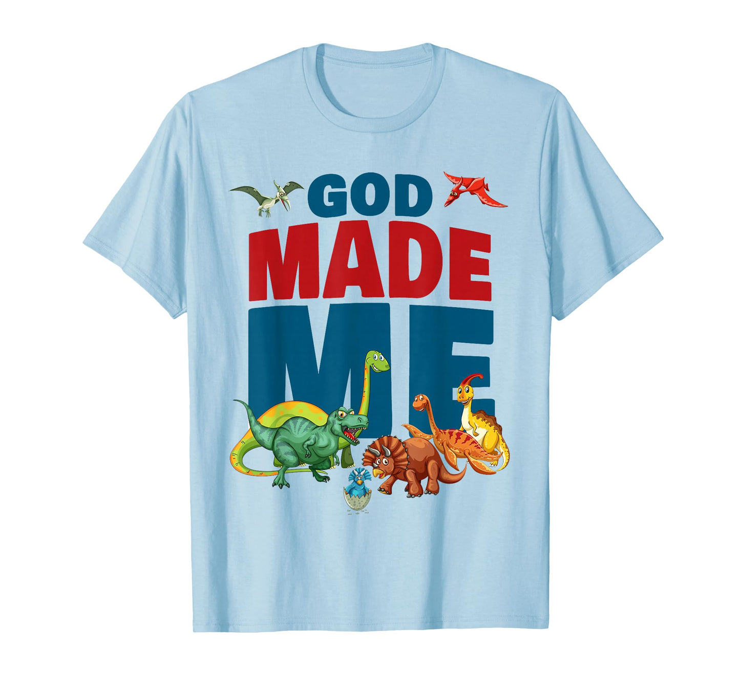 GOD Made Me – Christian Faith Kids Dinosaur Creation T-Shirt