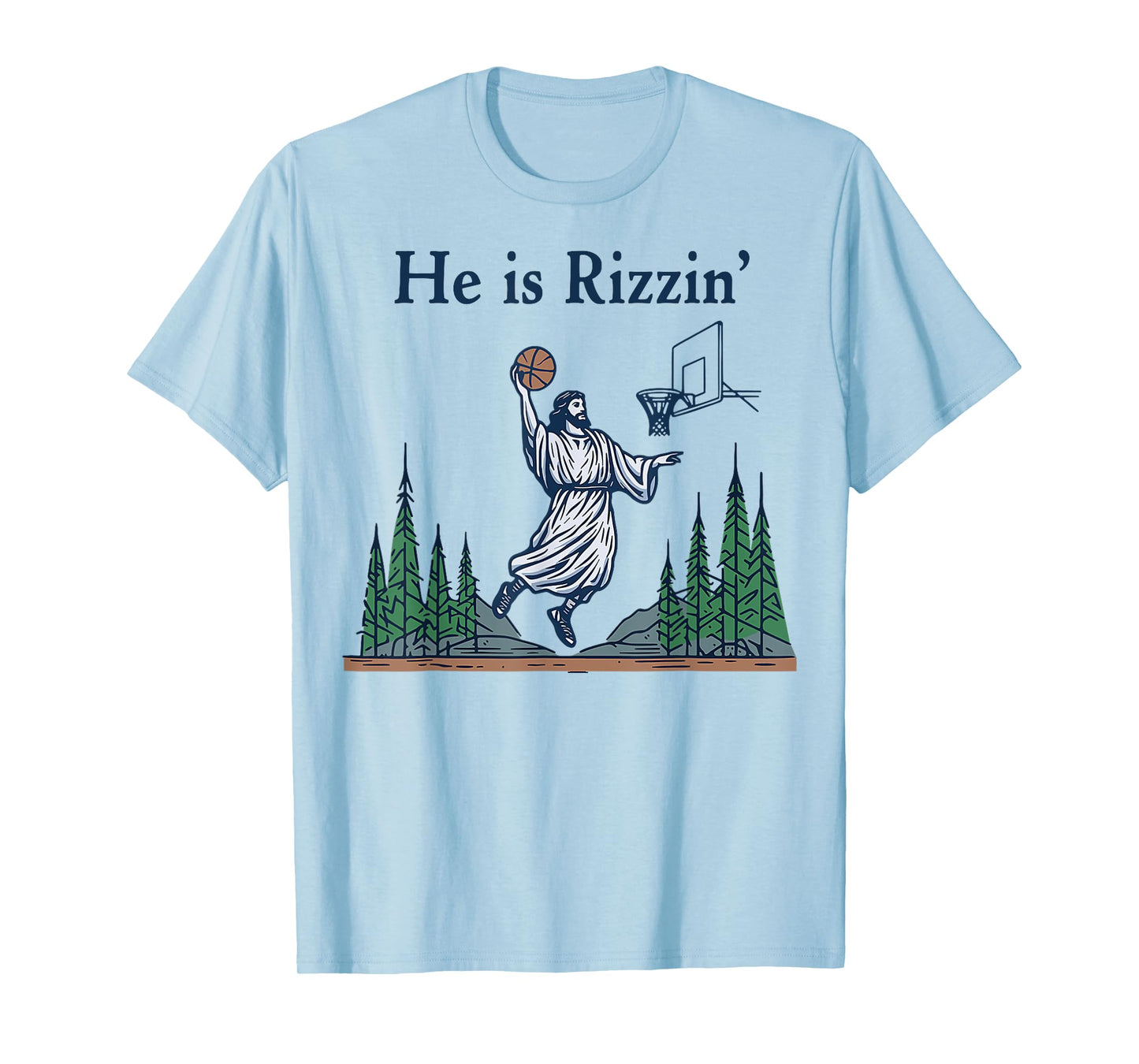 He Is Rizzin Funny Basketball Retro Christian Religious T-Shirt
