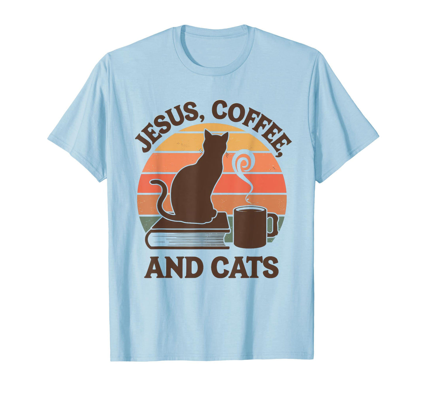 Jesus Coffee Cats Funny Cute Design Jesus Lovers Christian T-Shirt