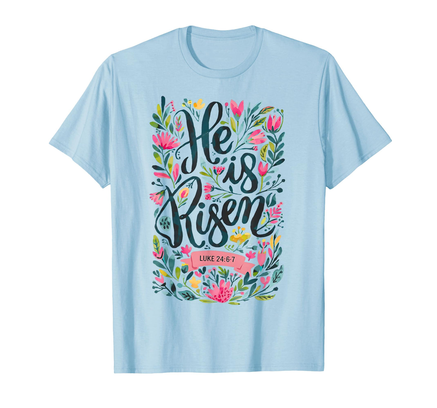Floral Religious He is Risen Christian Happy Easter T-Shirt