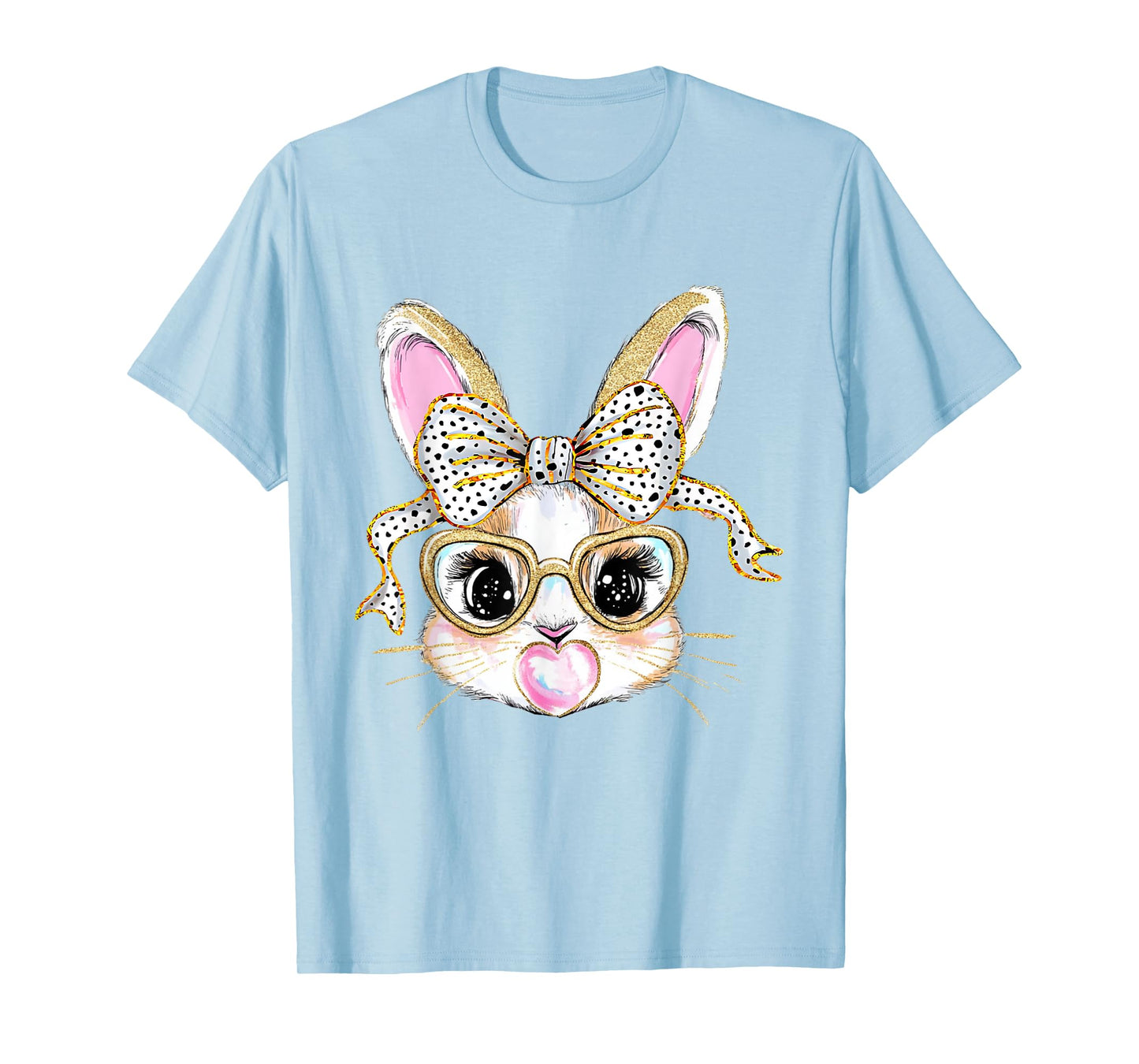 Cute Bunny Rabbit Face Coquette Bow Easter Day Girls Women T-Shirt