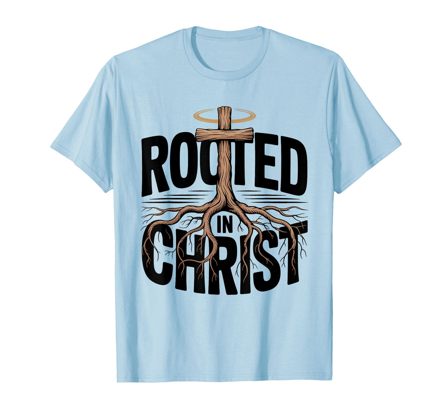 Rooted in Christ Christian Faith Jesus Cross T-Shirt