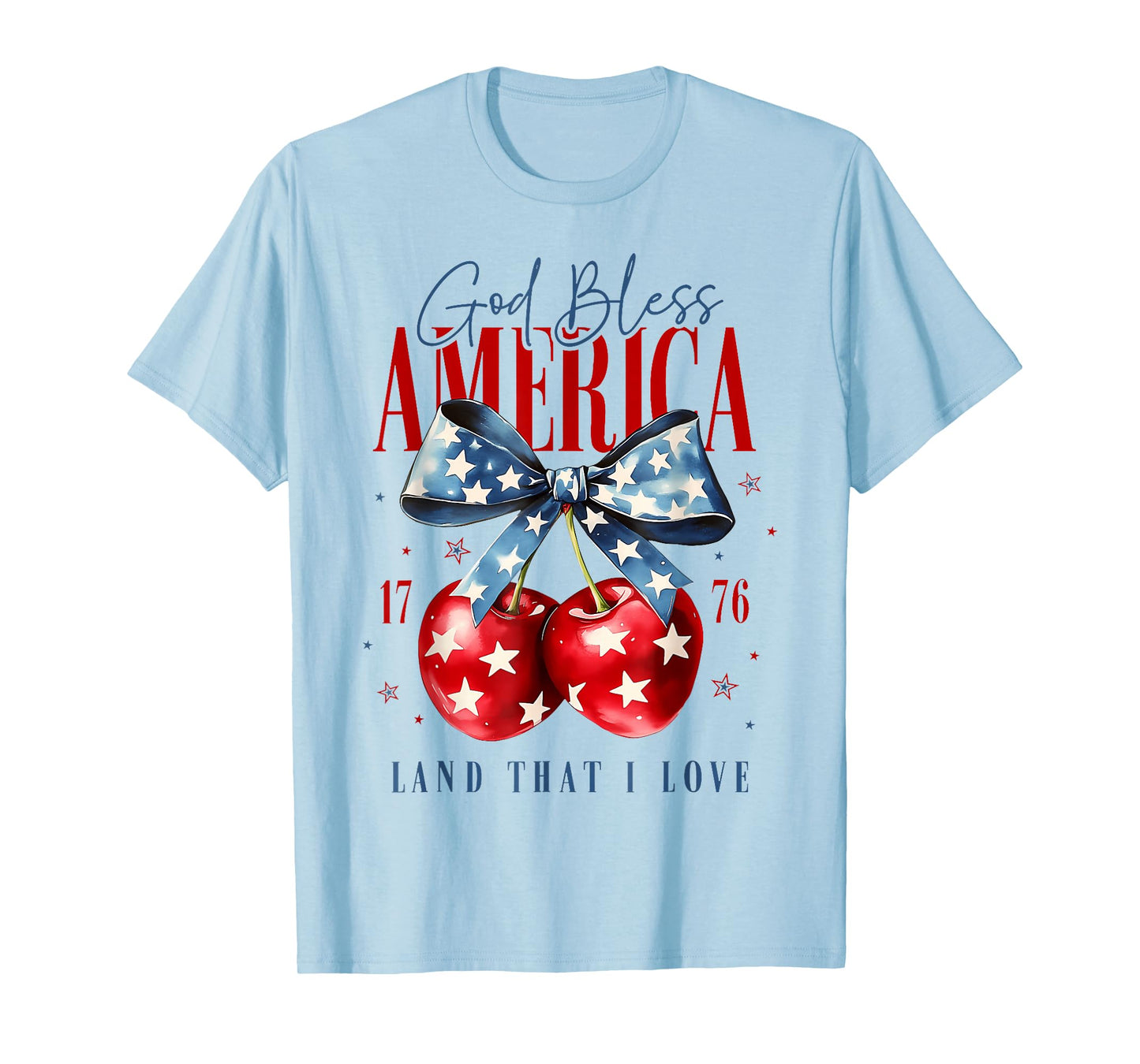 God Bless America Patriotic Cherries 4Th July Usa T-Shirt
