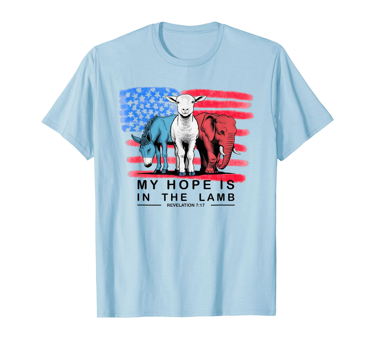 Vintage My Hope Is In The Lamb Christian God Jesus USA Flag T-Shirt