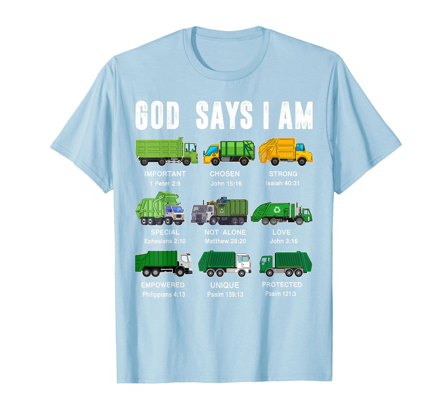 Toddler Boy God Says I Am Garbage Truck Baby Christian Jesus T-Shirt