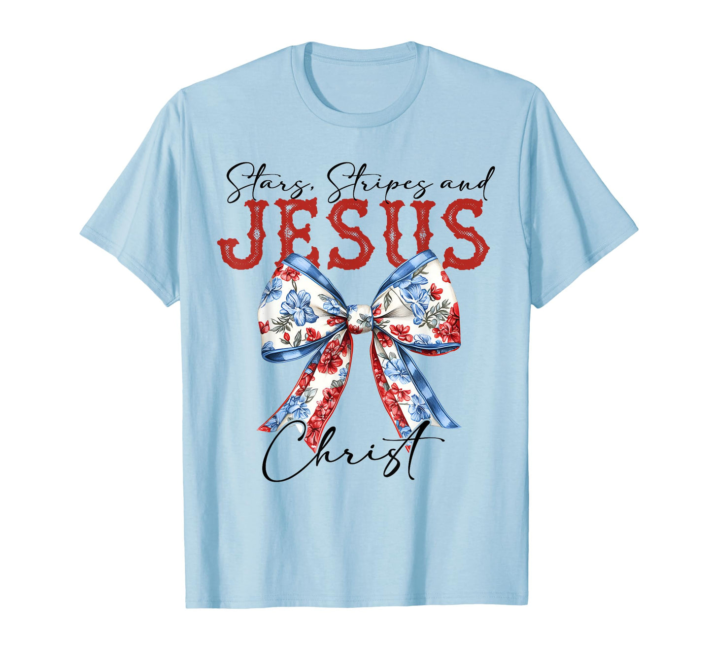 Stars Stripes And Jesus Christ Cross God Faith 4th July T-Shirt