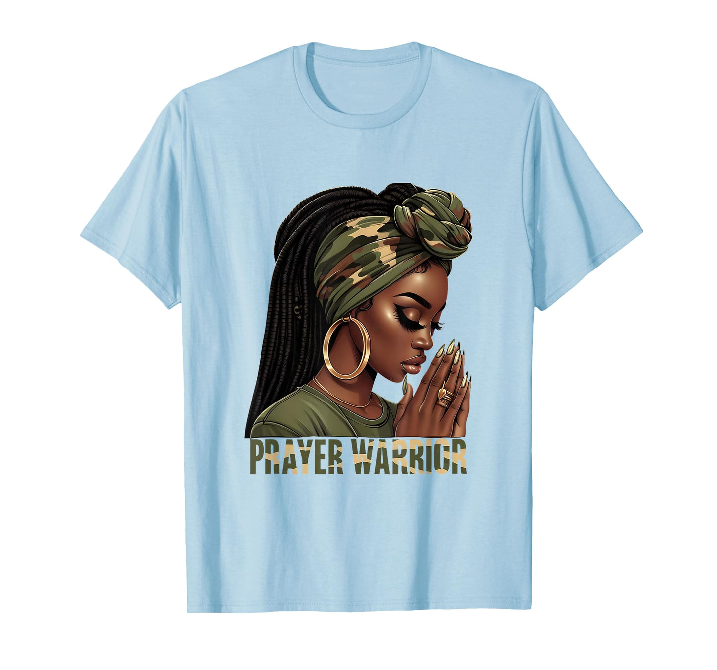 Black Woman Camo Pray Faith Christian Inspirational T-Shirt