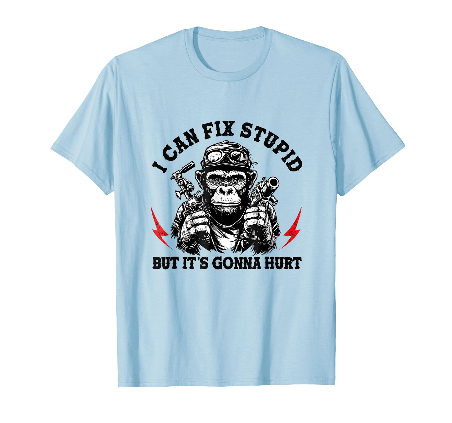I Can Fix Stupid But It's Gonna Hurt Monkey Vintage Funny T-Shirt