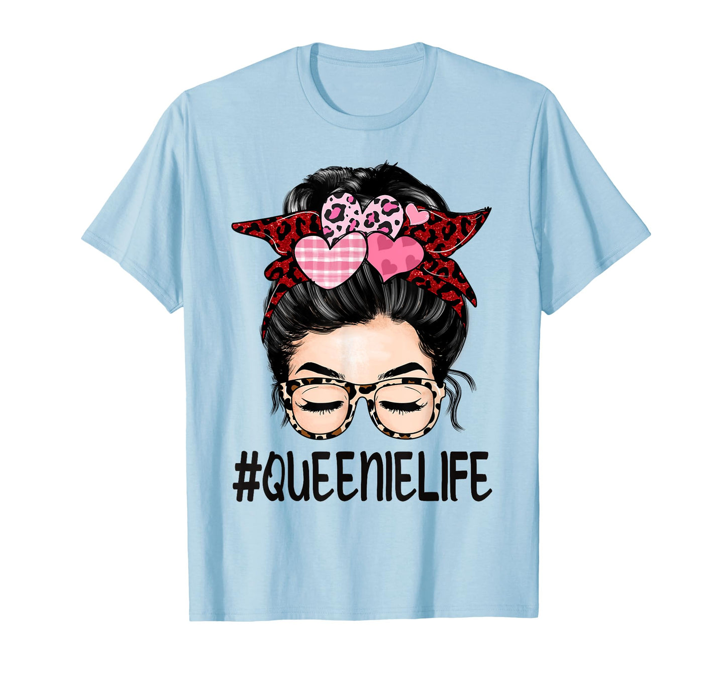 Queenie Valentines Day Women Cute Messy Bun Appreciation T-Shirt