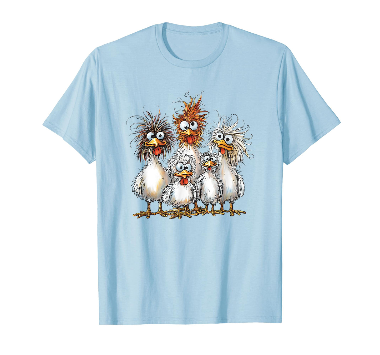 Eagerlys Colorful Funny Chicken Art Crazy Chicken Family T-Shirt