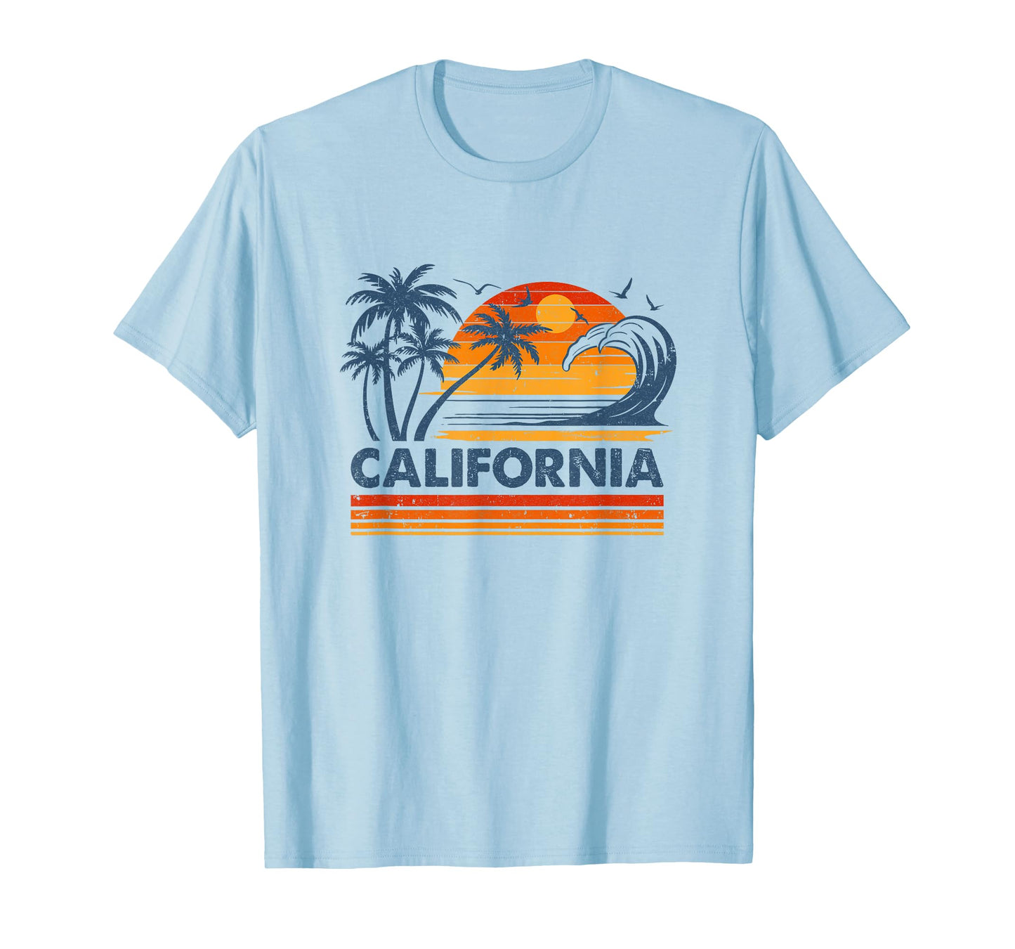 California Vacation Sunset Cute 70S Vintage Retro Beach T-Shirt