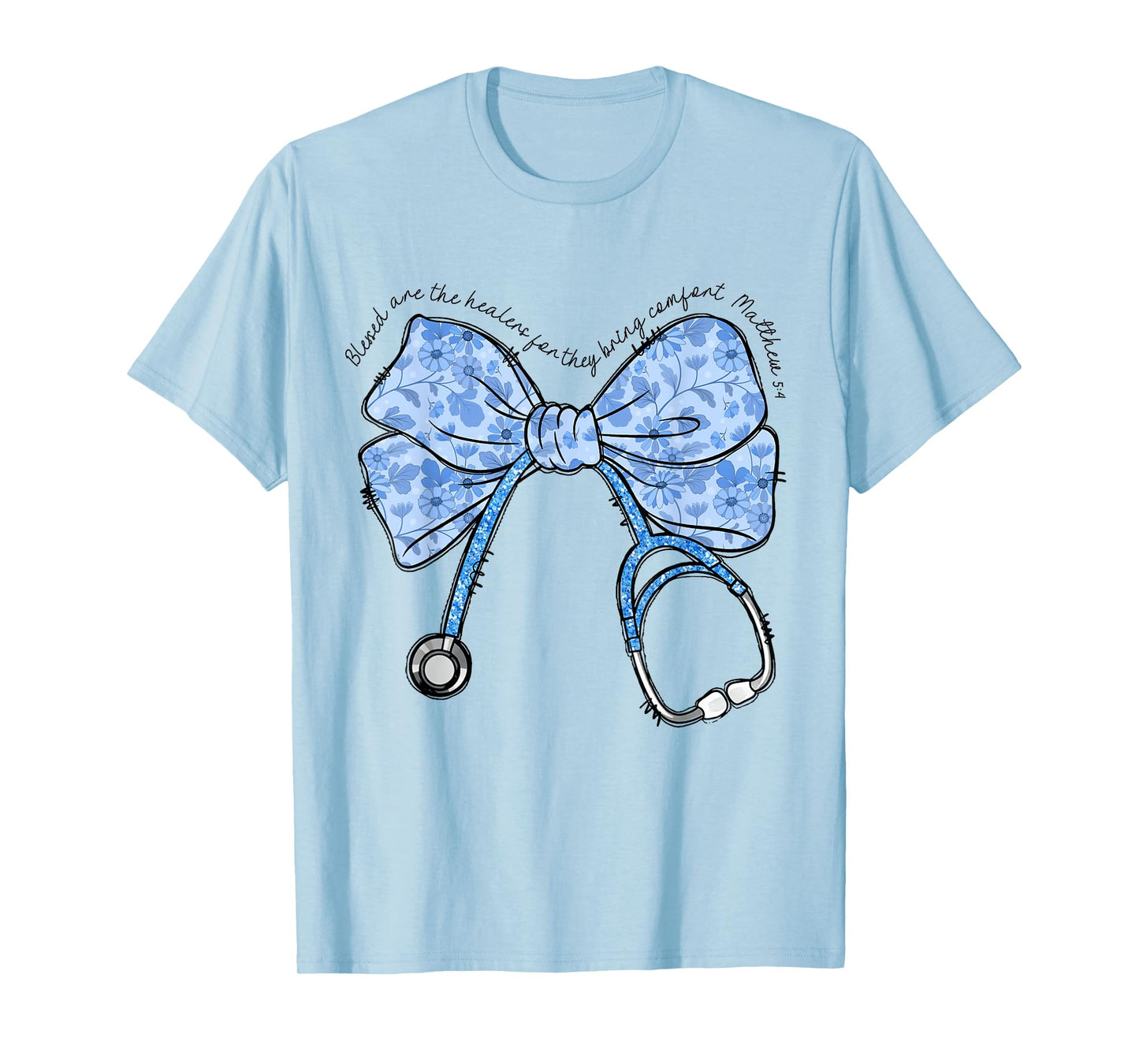 Christian Nurse Bible Verse Stethoscope Nursing Faith-Based T-Shirt