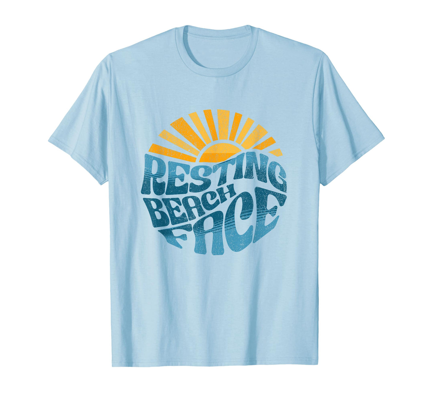 Resting Beach Face Vintage Sunset Cute Funny Vacation Retro T-Shirt