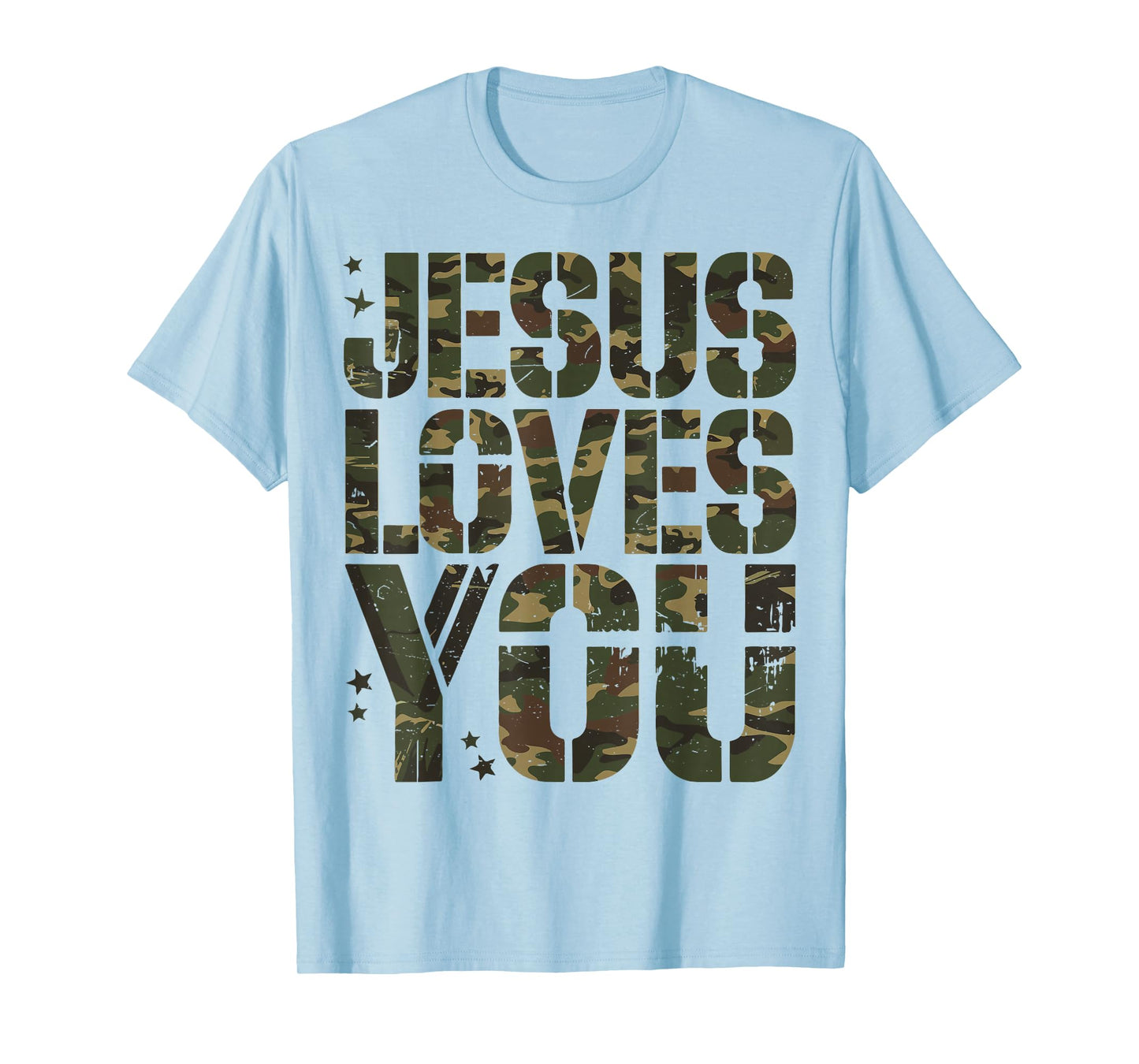 Camo Jesus Loves You Teen Girl Funny Christian Bible Verse T-Shirt