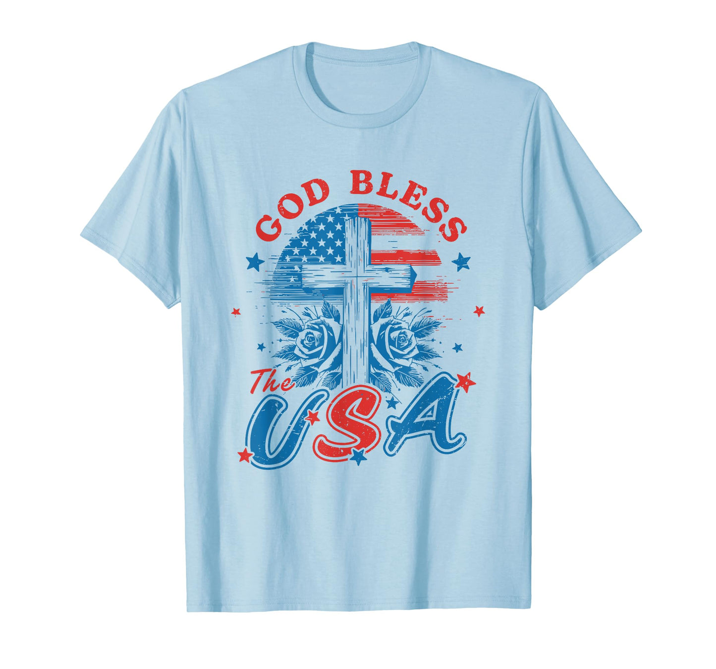 God Bless The USA - Patriotic USA Flag Christian 4th of July T-Shirt