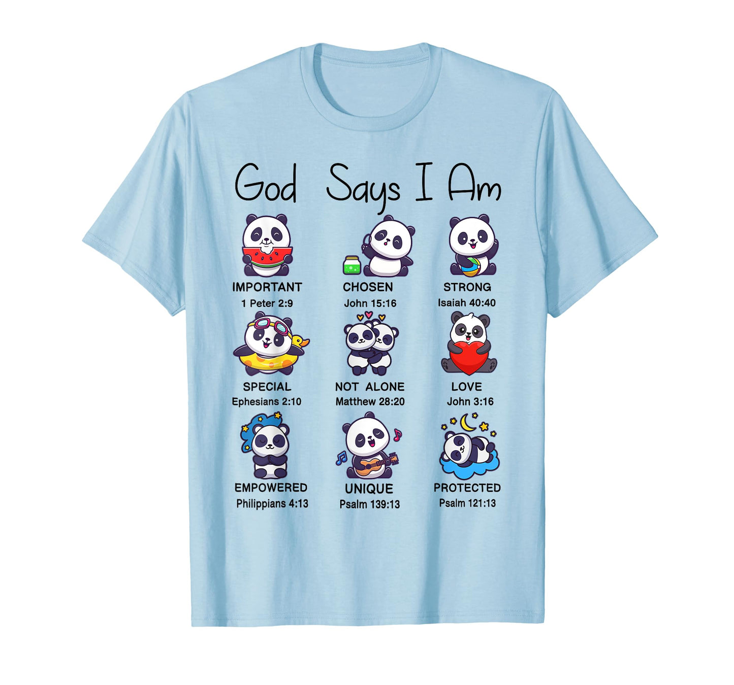 Toddler Boys Girl God Says Am Cute Panda Kid Christian Bible T-Shirt