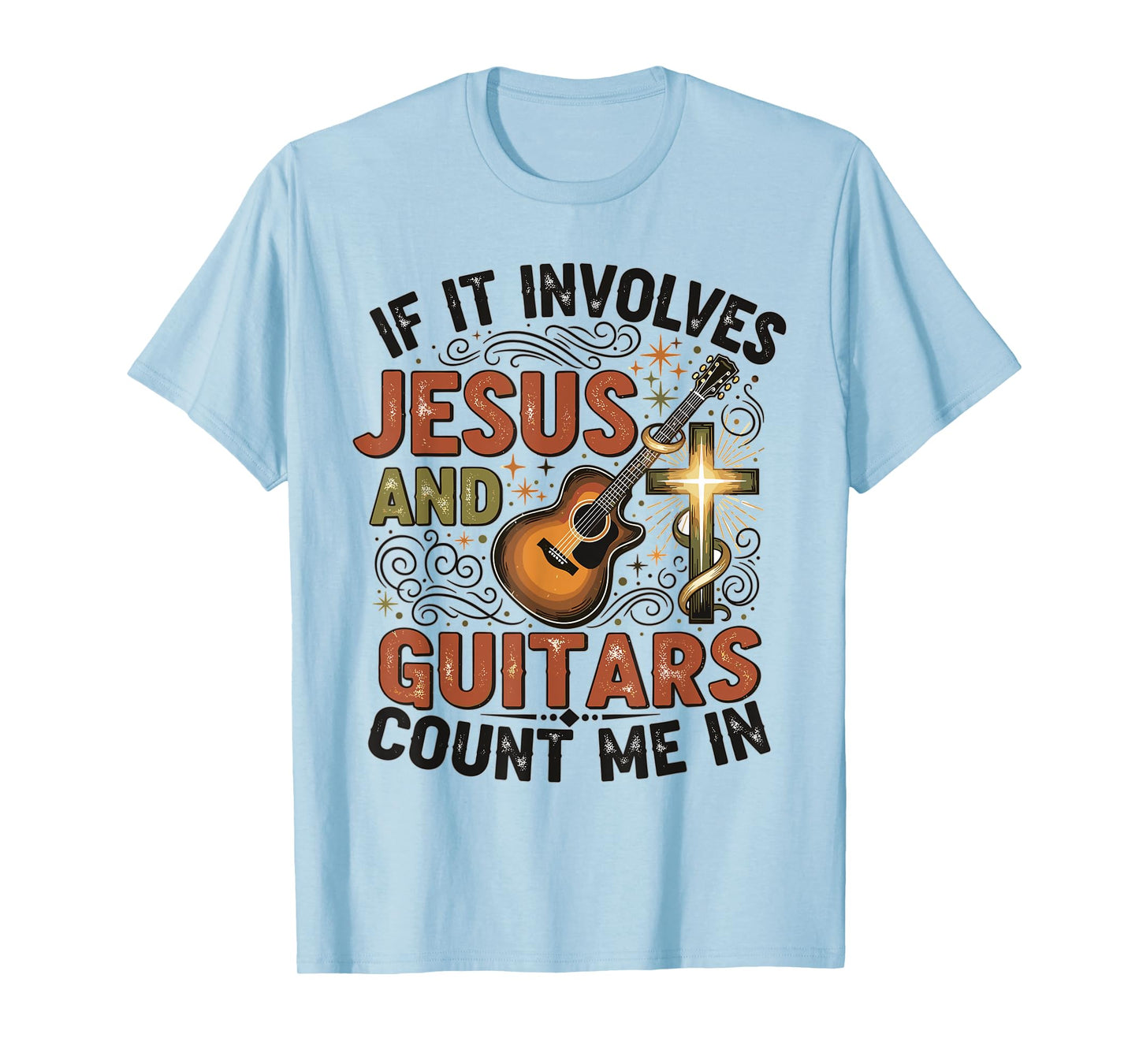 If It Involves Jesus and Guitars Retro Christian Music Lover T-Shirt
