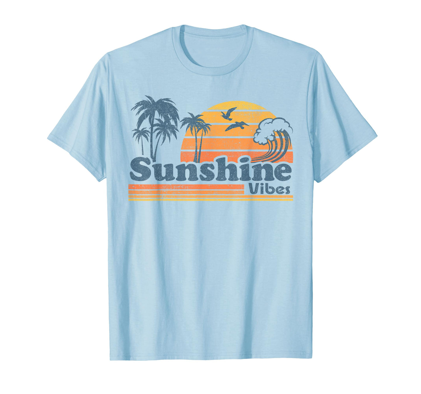 Funny Sunshine Vibes Vacation Beach Vintage 70s Retro Cute T-Shirt