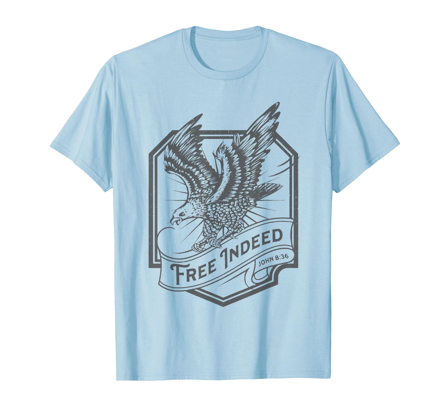 Retro Free Indeed John 8:36 Christian Funny Eagle T-Shirt