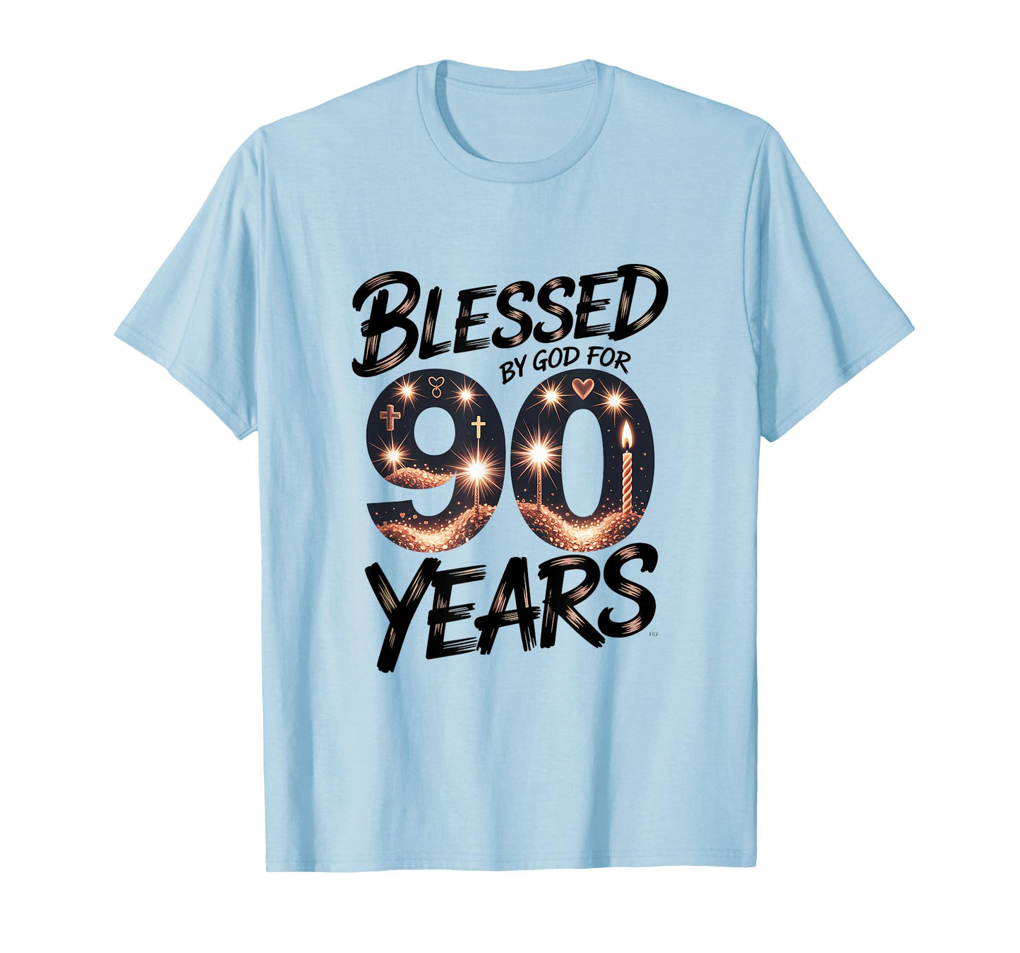 Blessed by God for 90 Years Religious Themed 90th Birthday T-Shirt