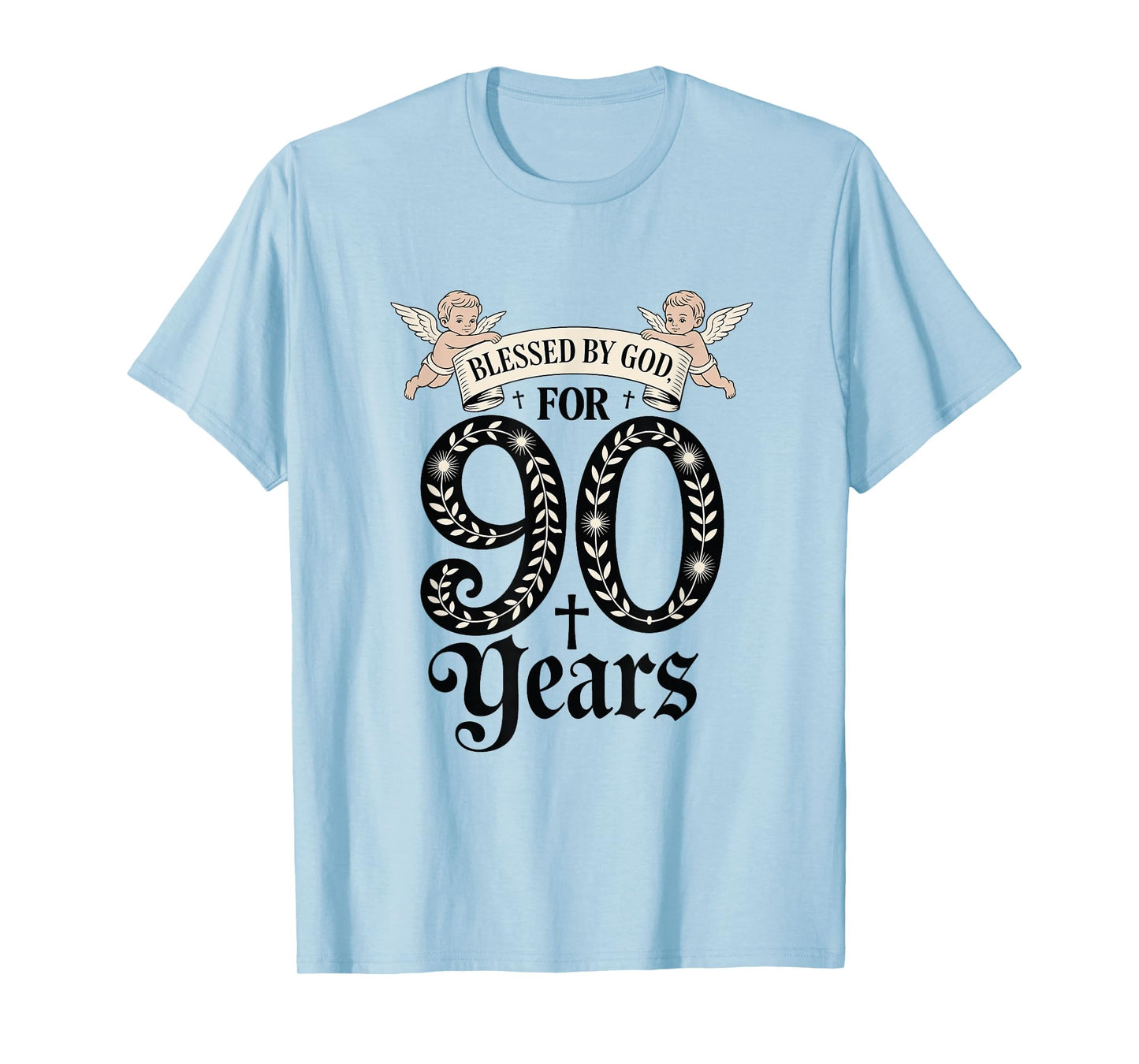 Blessed by God for 90 Years Religious Themed 90th Birthday T-Shirt