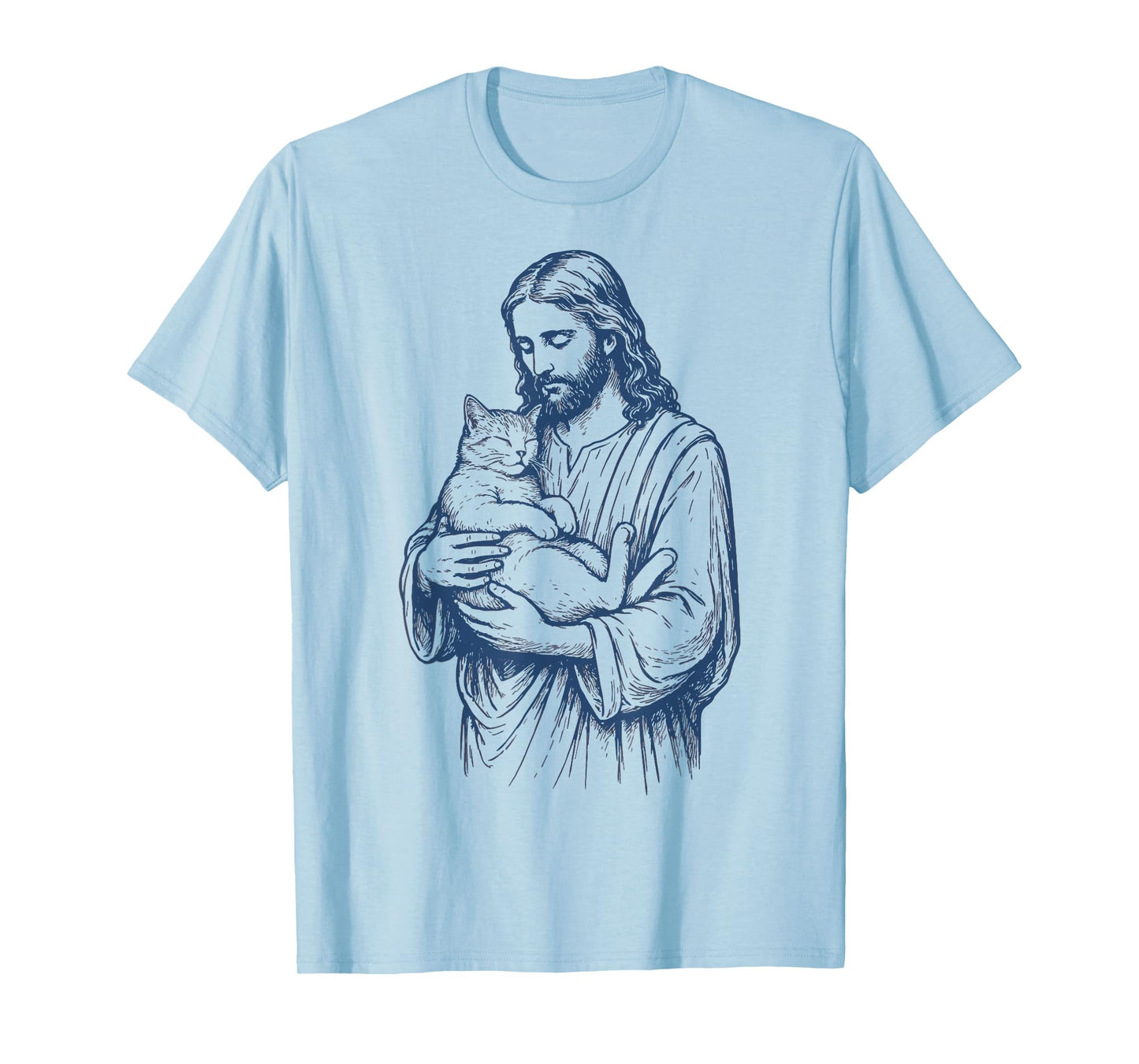 Jesus Holding Cat Men Women T-Shirt