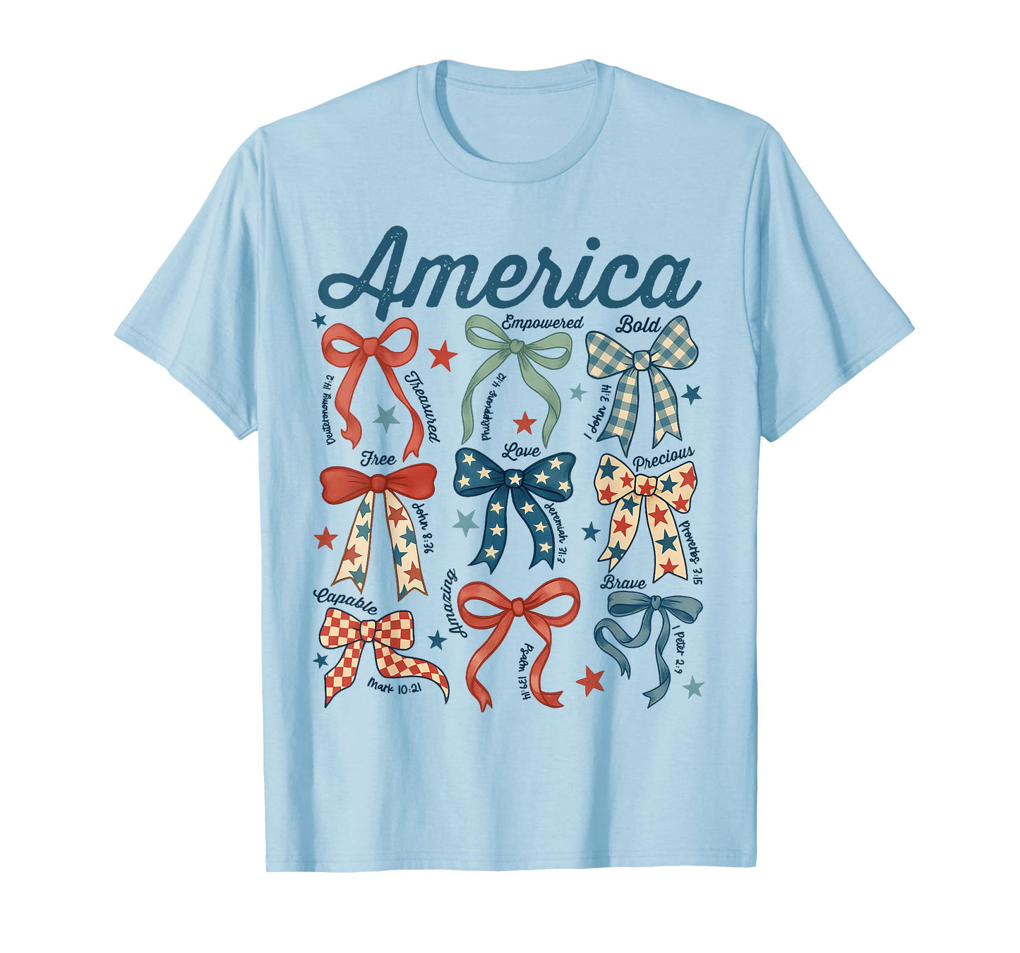 Coquette Bow 4th Of July Christian Jesus Independence Day T-Shirt