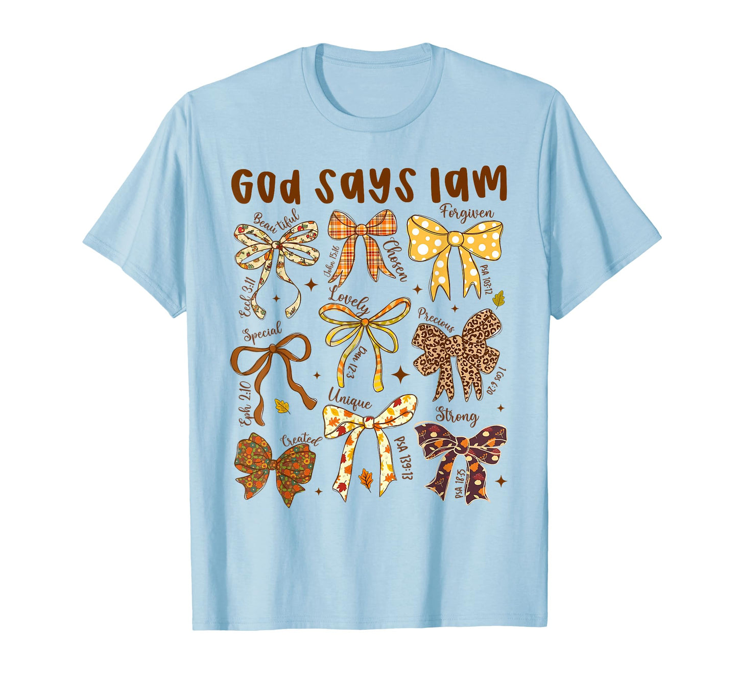 God Says I Am Fall Coquette Bow Thanksgiving Christian Women T-Shirt