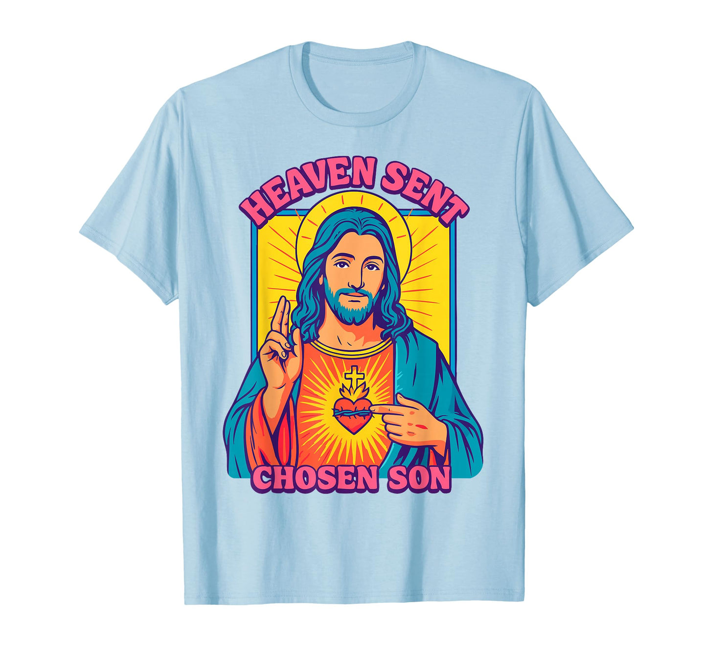 Anime Manga Jesus Sacred Heart Christian Pop Art Yellow T-Shirt