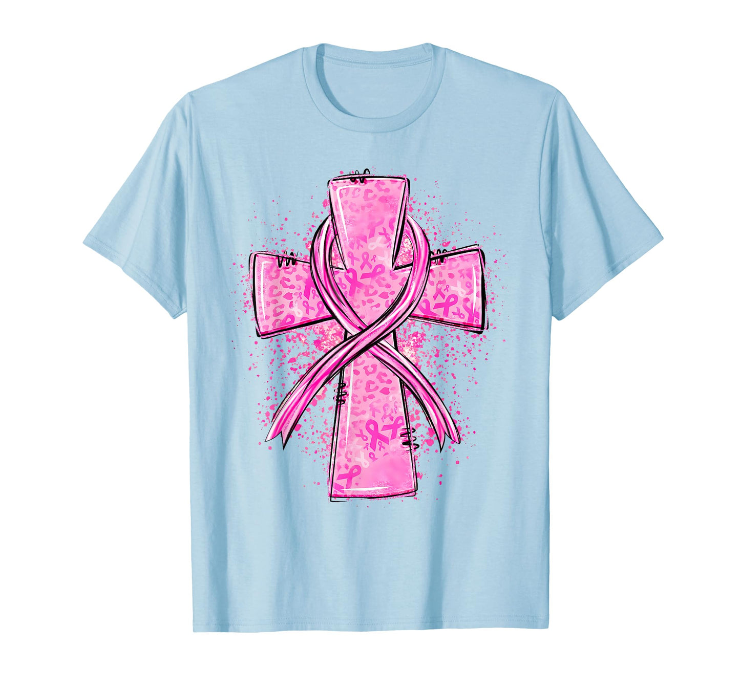 Faith Cross Pink Ribbon Breast Cancer Awareness Christian T-Shirt