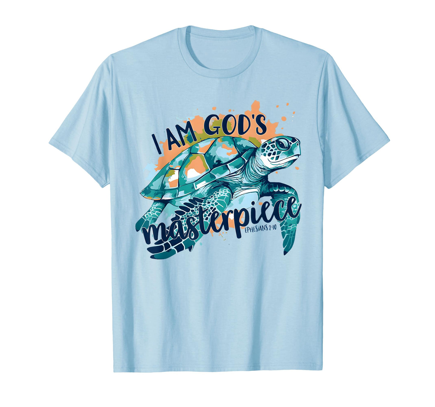 I Am God's Masterpiece Bible Verse with Turtle Funny T-Shirt