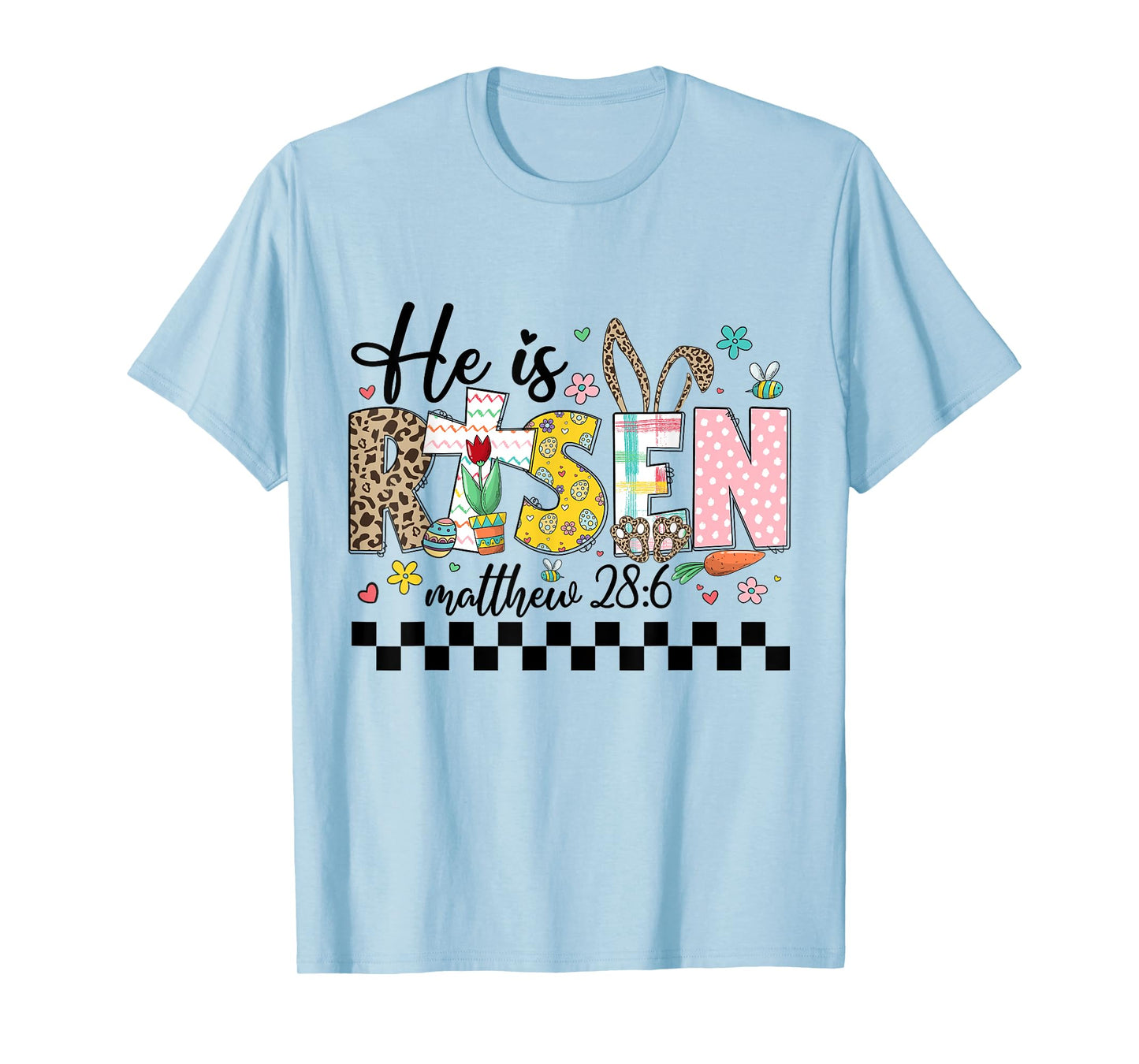 He Is Risen Christian Easter Rabbit Happy Easter Women Girls T-Shirt