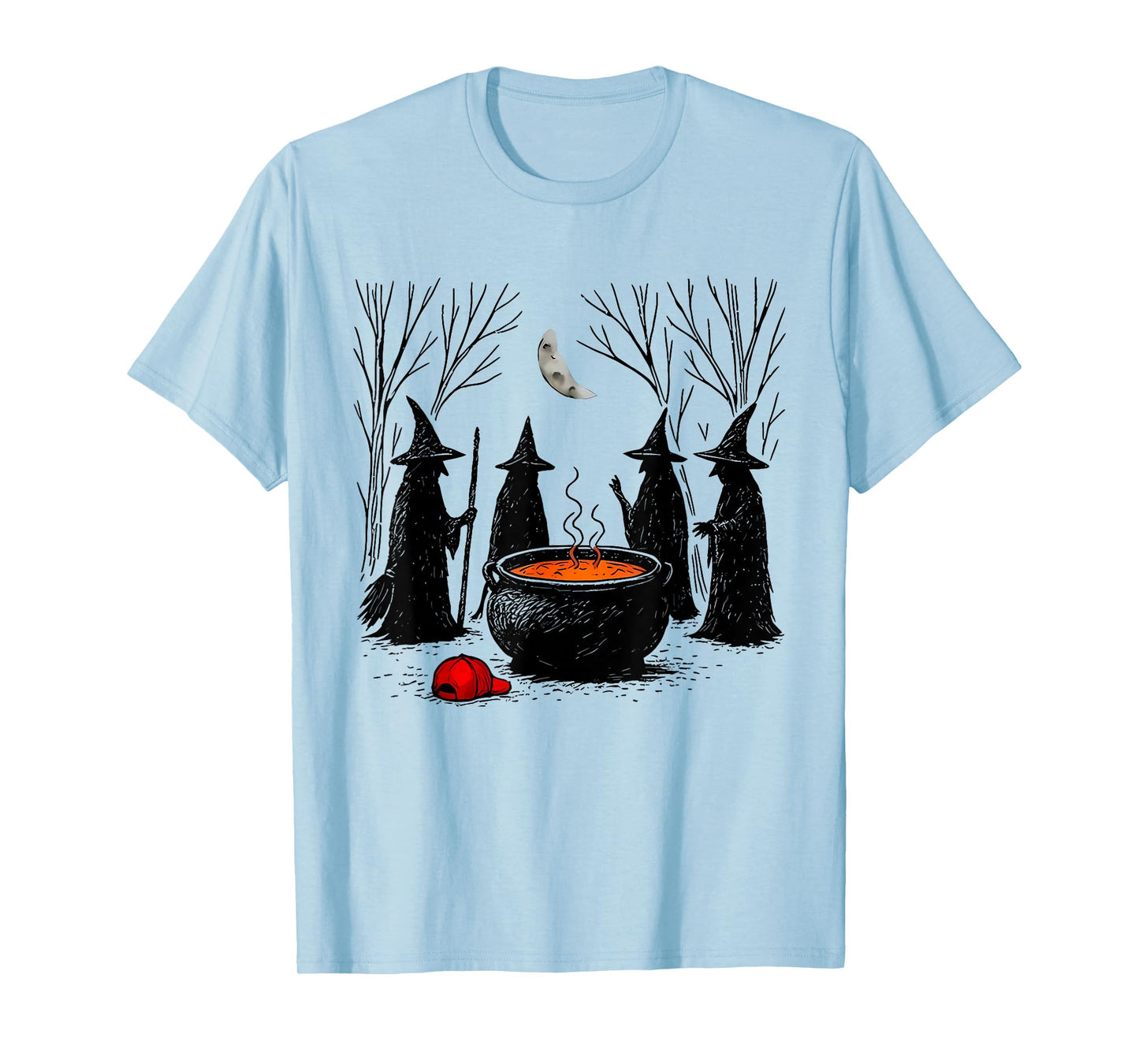 Funny Witches Brewing Cauldron Red Hat Anti Tr-mp Hallow T-Shirt