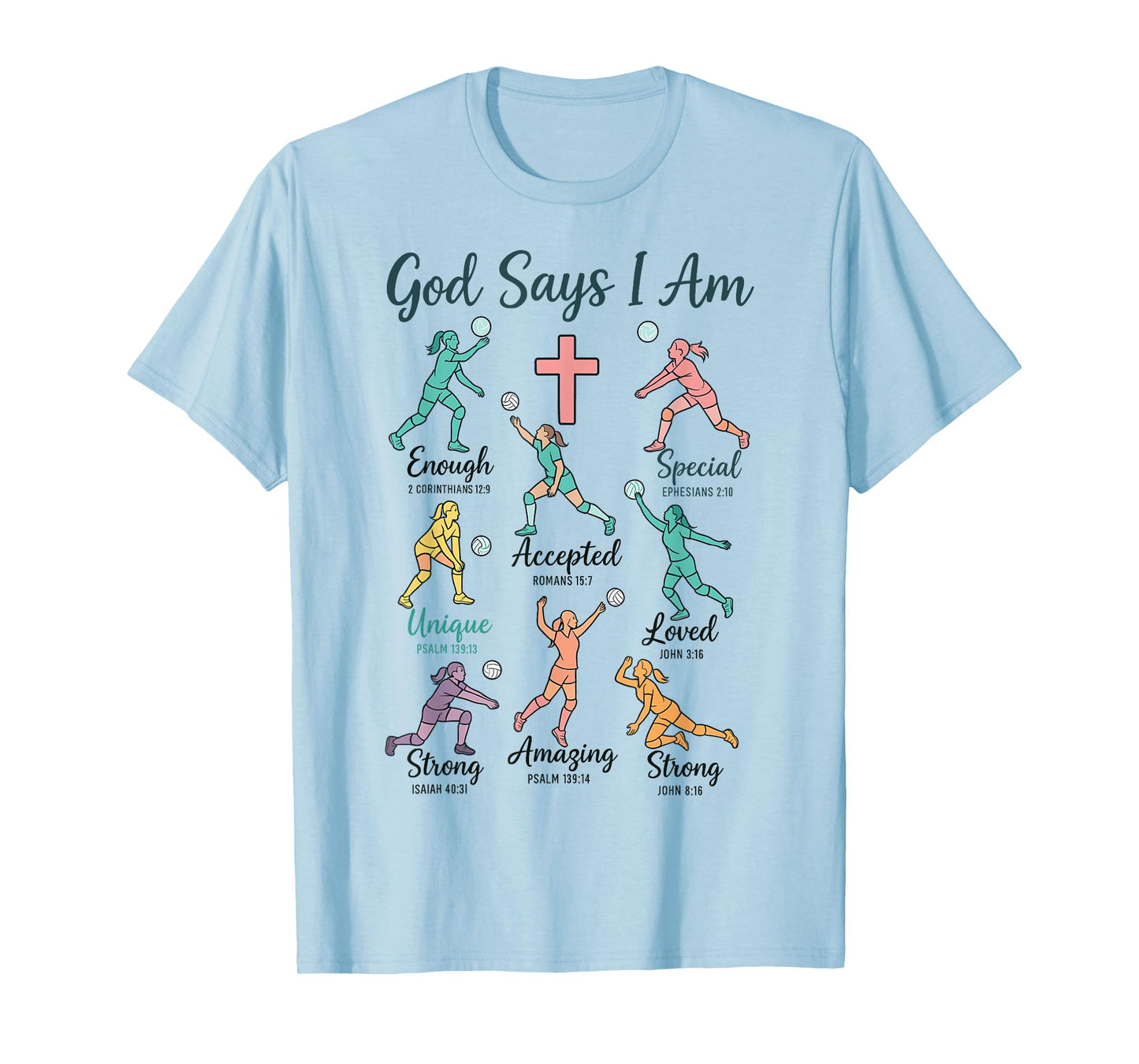 God Says I Am Volleyball t Shirt Teen Girls Christian Christ T-Shirt